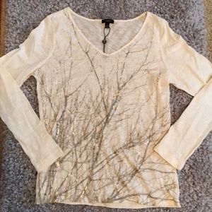 NWT Talbots XS cream v neck long sleeve t-shirt